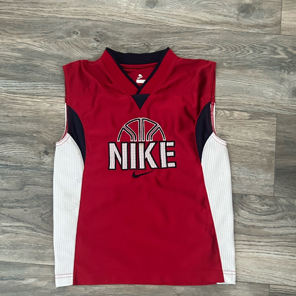 Vintage boys Nike athletics basketball jersey red navy blue white